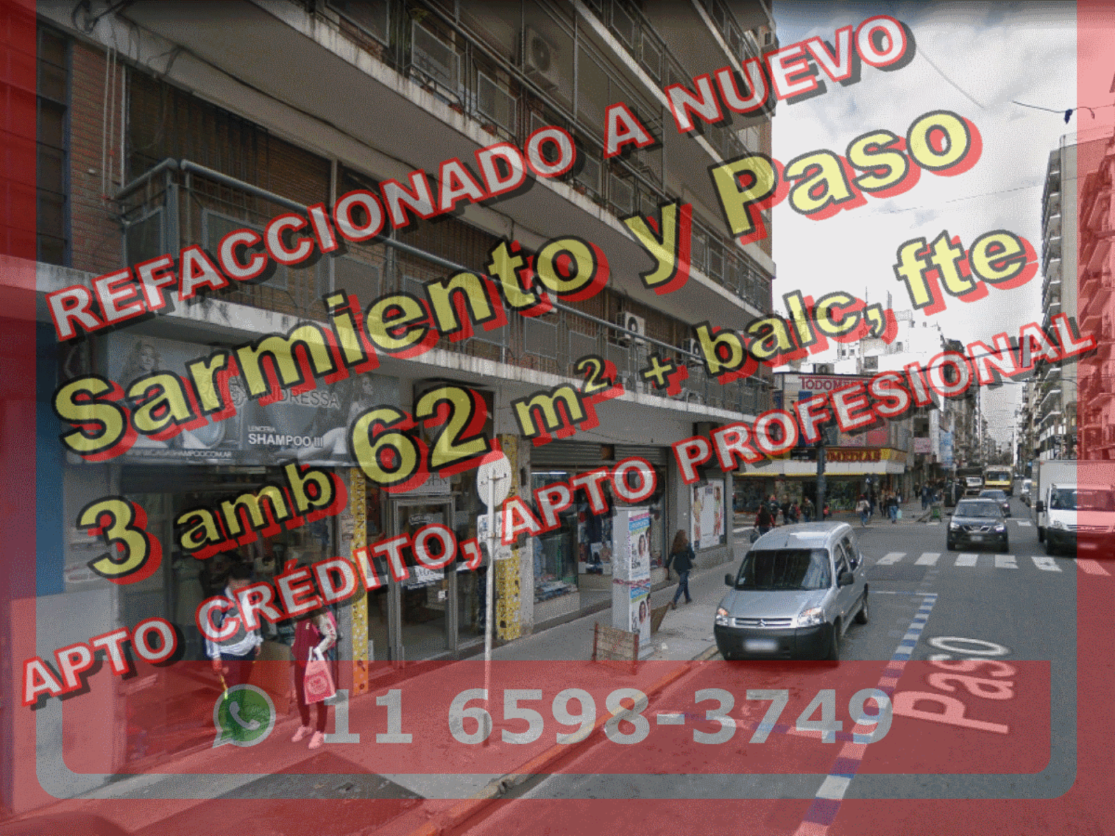 Departamento en Venta en Once (Balvanera) 3 ambientes 62 m2 + balcón al frente, refaccionado a nuevo – Sarmiento y Paso