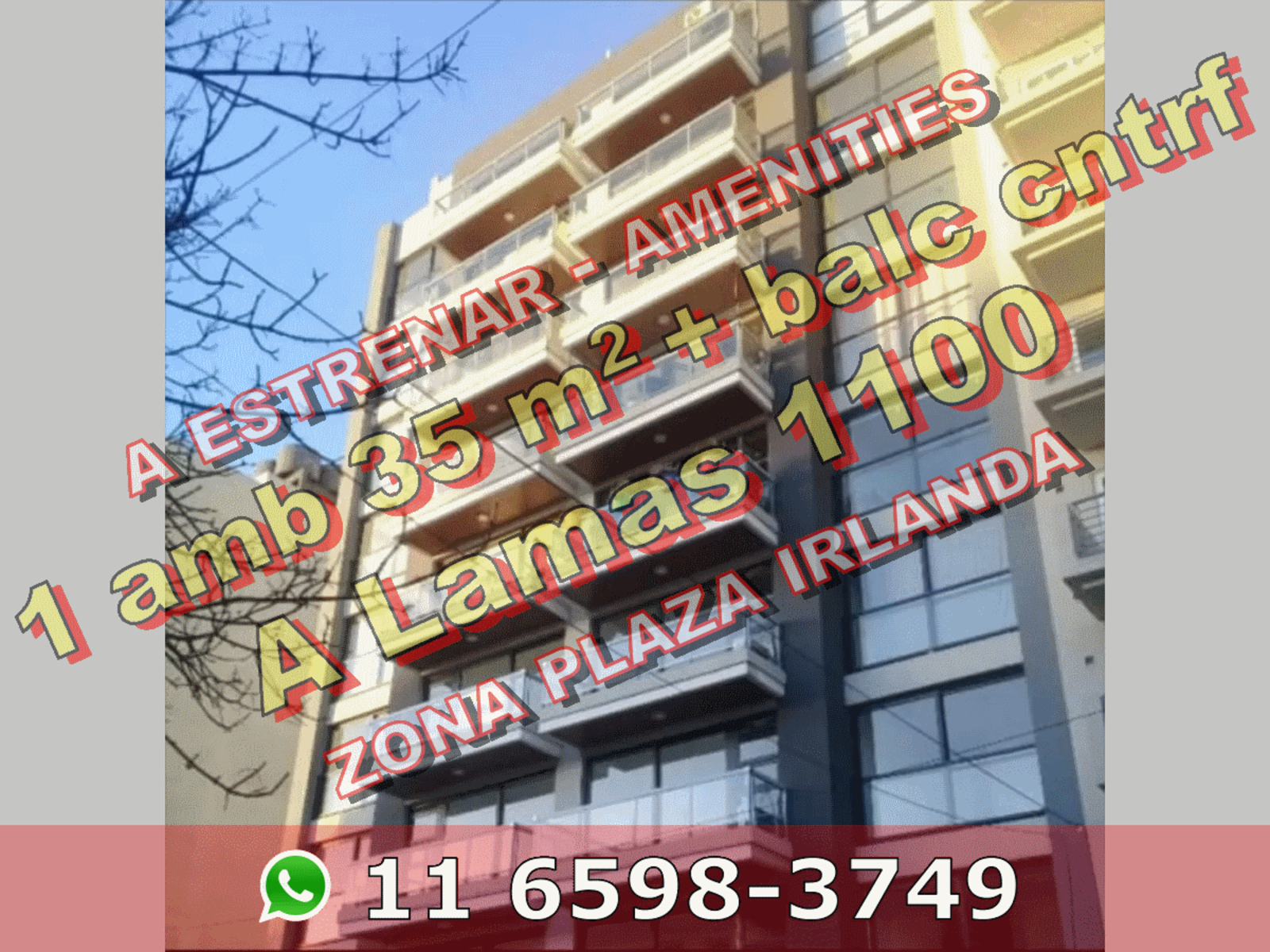 A ESTRENAR - Departamento en Venta en Plaza Irlanda (Caballito / Villa Gral Mitre) 1 ambiente 35 m2 + balcón, contrafrente, amenities – Andrés Lamas 1100 - 1