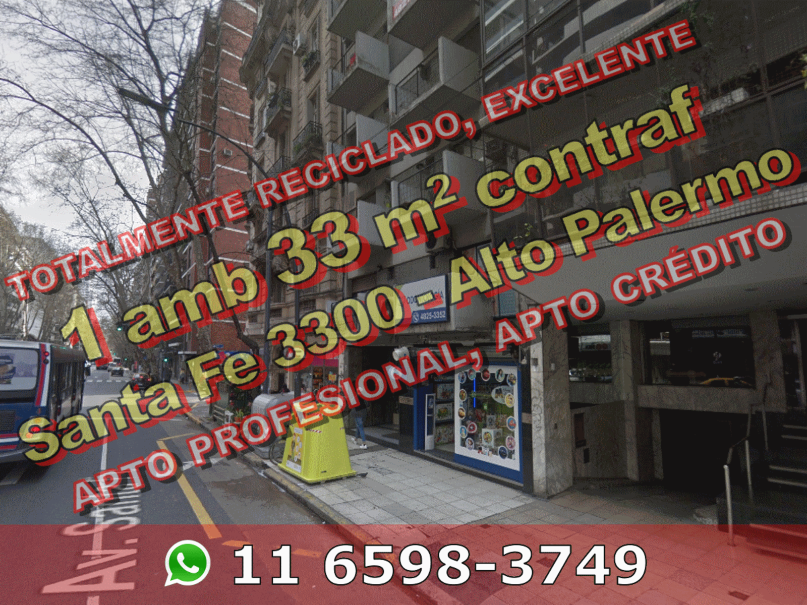 NUEVO PRECIO - Departamento en Venta en zona Alto Palermo 1 ambiente 33 m2 al contrafrente – Av Santa Fe 3300