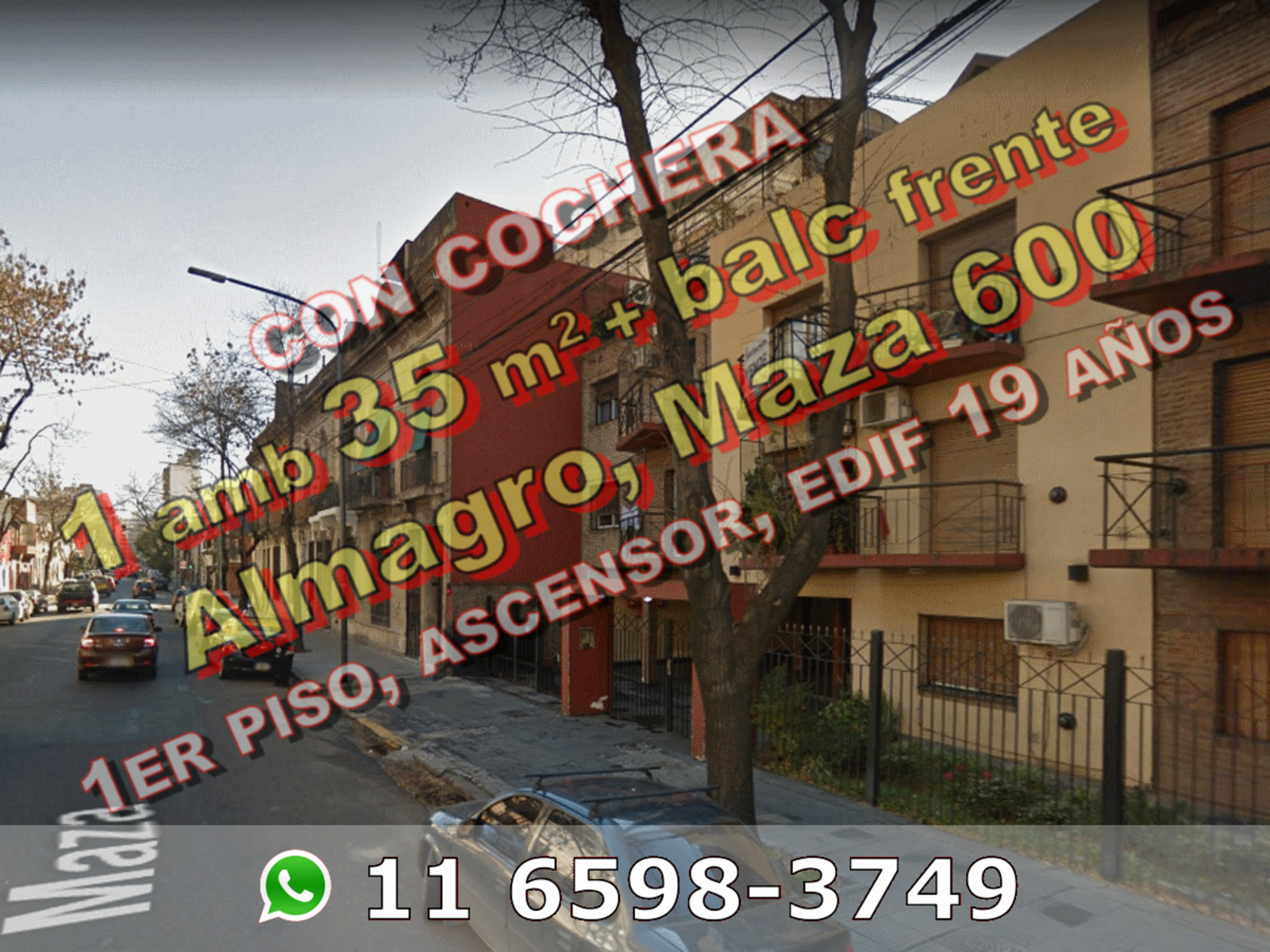NUEVO PRECIO - Departamento en Venta en Almagro 1 ambiente 35 m2 + balcón al frente, con cochera - Maza 600