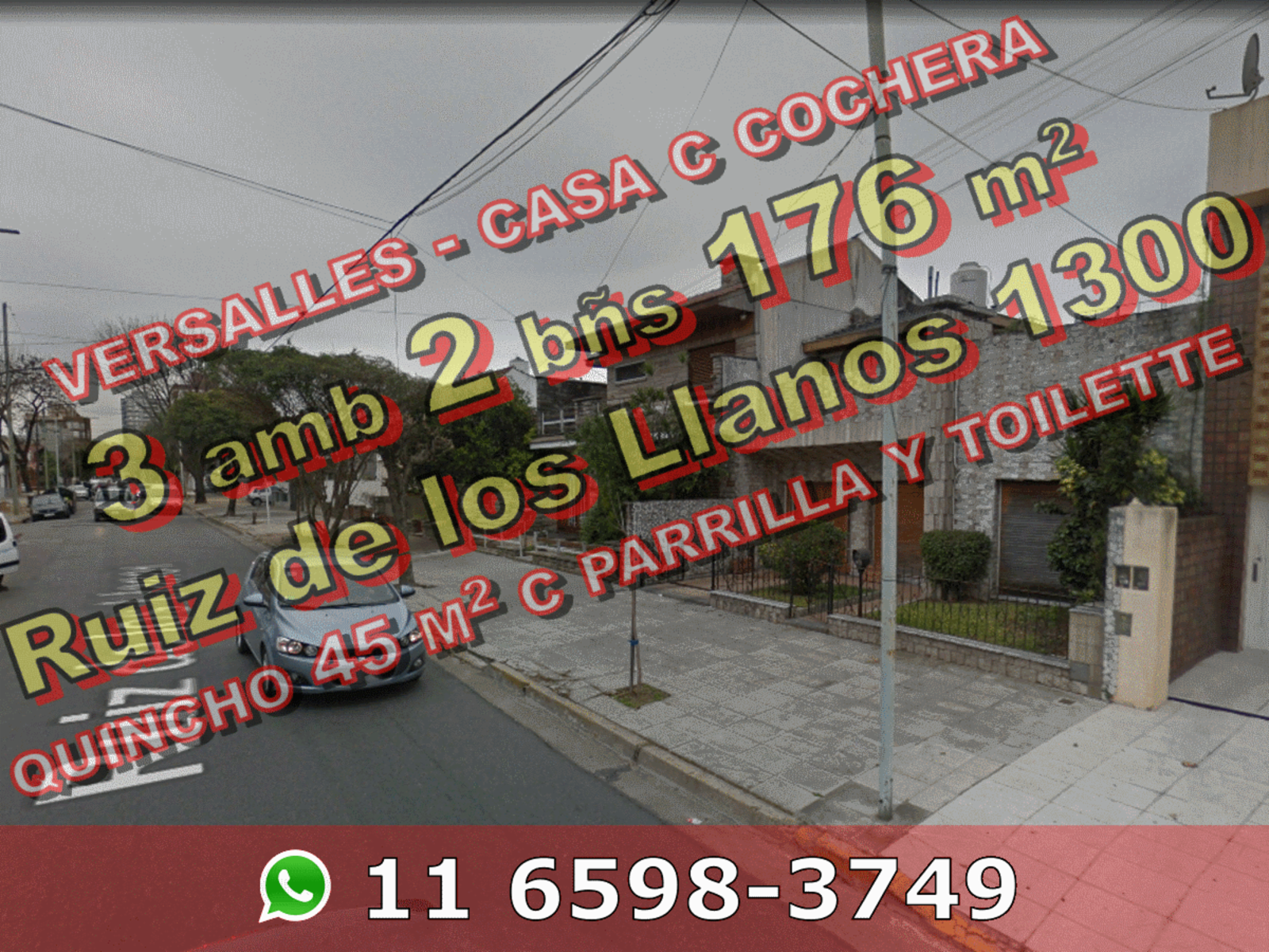 Casa en Venta en Versalles 3 ambientes 131 m2, 2 baños + terraza con quincho con parrilla, más garage y espacio guardacoches – Ruiz de los Llanos 1300 - 1