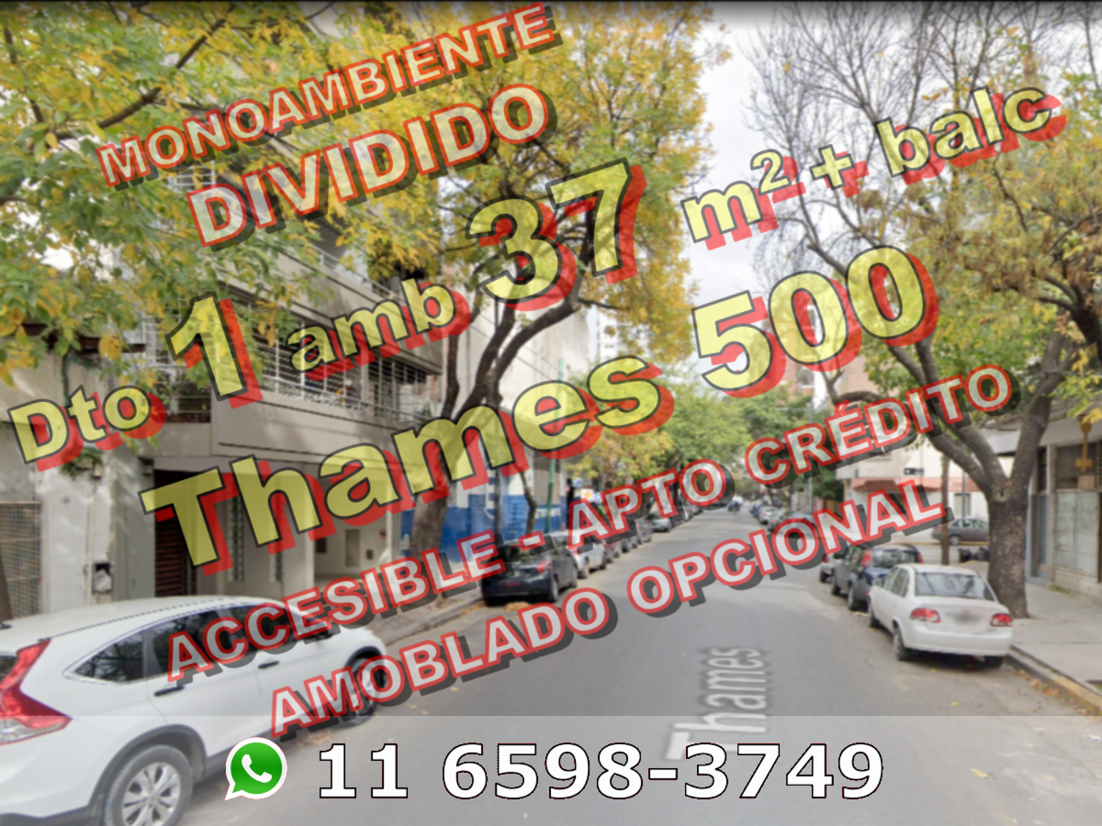 NUEVO PRECIO - CON AMENITIES - Departamento en Venta en Villa Crespo 1 ambiente dividido 37 m2 + balcón al frente - Thames 500 - 1
