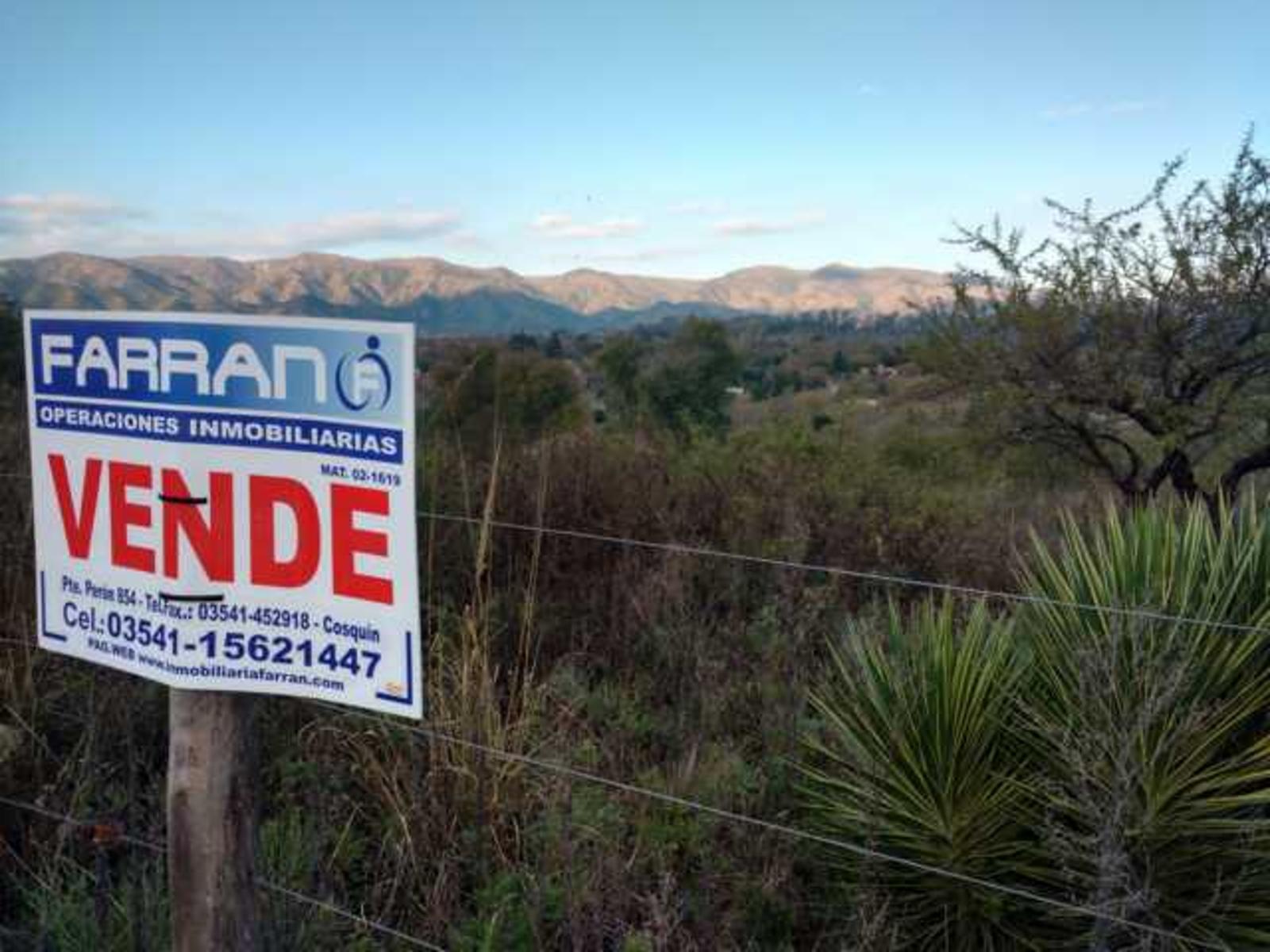 LOTE CON EXCELENTE VISTA, COSQUIN