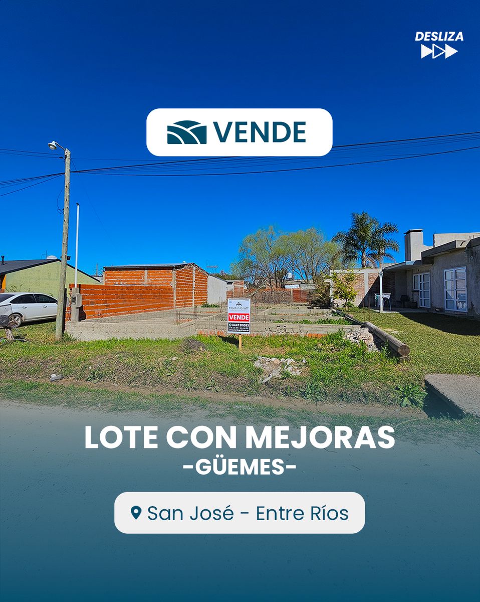 Lote en venta en San José - Calle Güemes con servicios