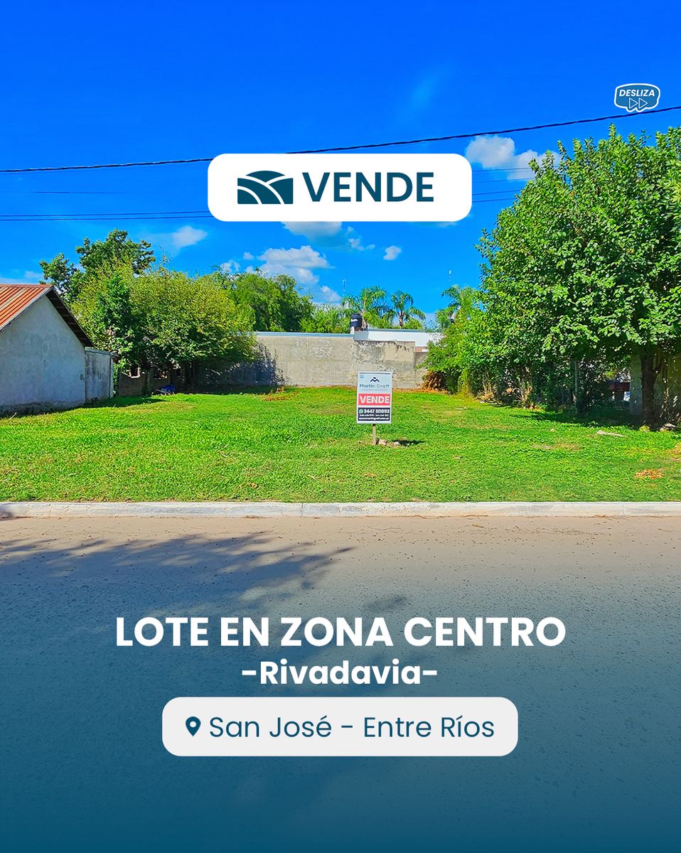 Lote en venta en San José sobre calle Rivadavia