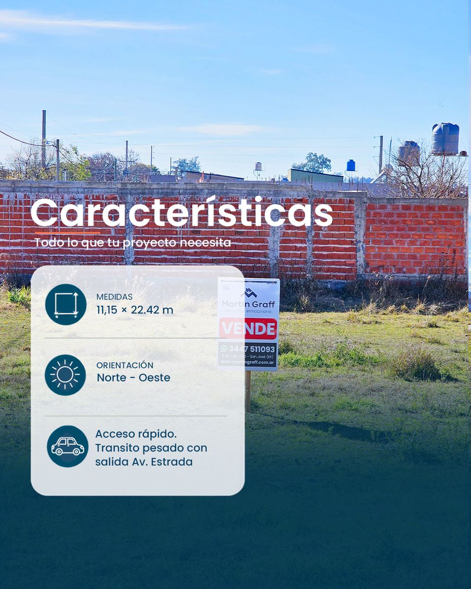 Lote en esquina en San José | 11,15 x 22,42 m - 2
