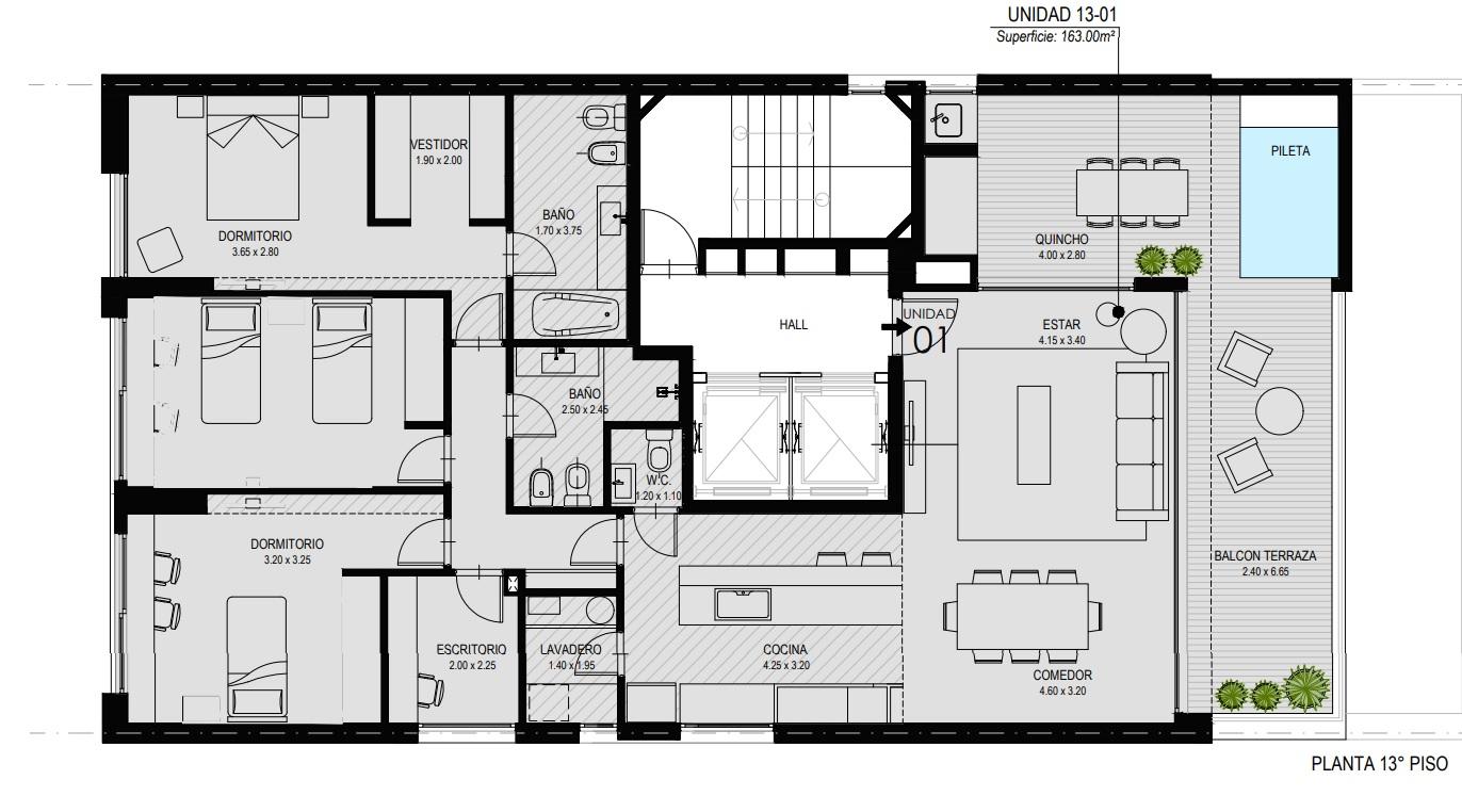 Venta Piso exclusivo tres dor. con cochera en Rosario - Entre Rios al 400 - 14