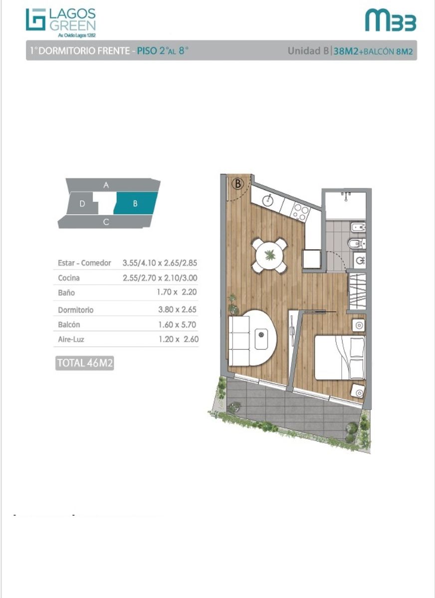 Venta Departamento un dormitorio frente a estrenar, Rosario - 3