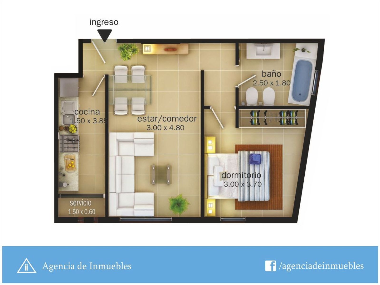 ALQUILA: Dpto 1 Dormitorio, Cocina Separada/ Complejo Torres H - 32