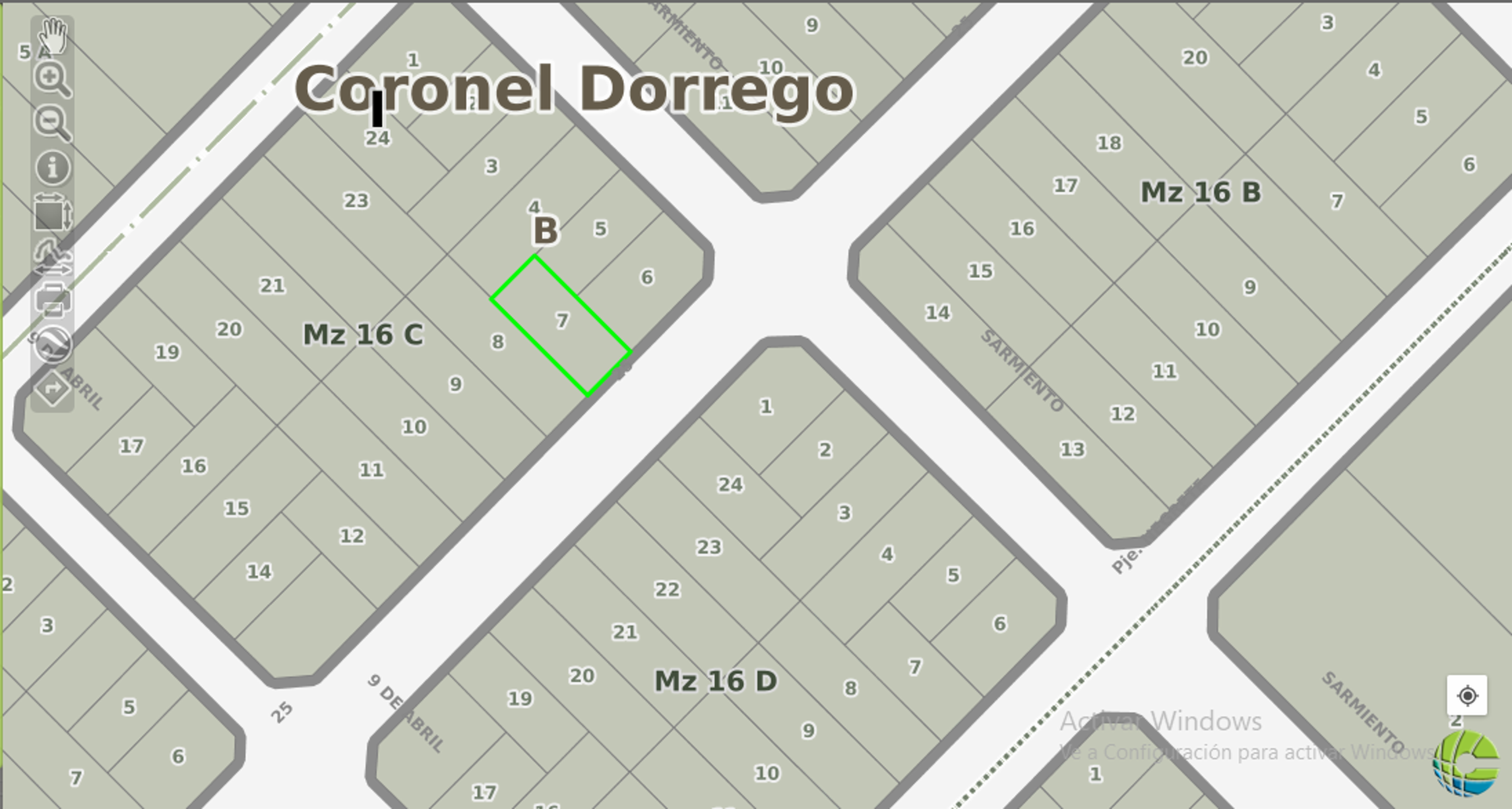SE VENDE LOTE DE 10X23 SOBRE CALLE SCARVAGLIONE ENTRE SARMIENTO Y 9 DE ABRIL - CORONEL DORREGO - 2