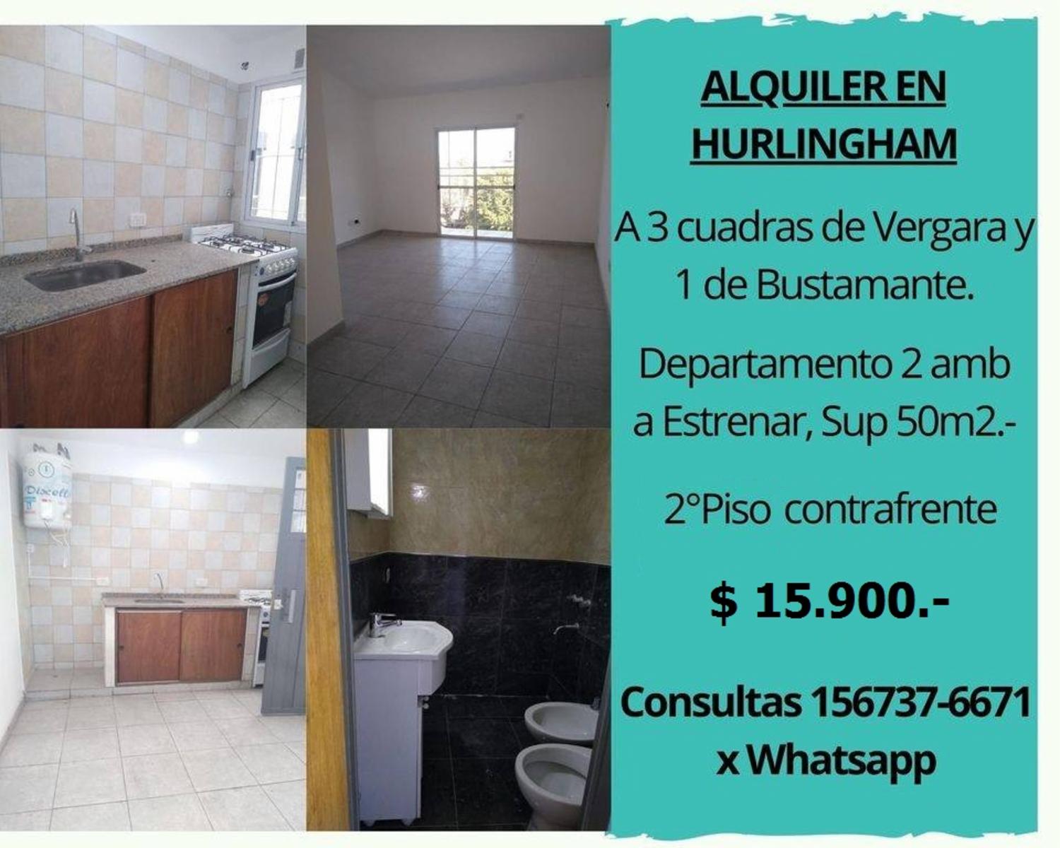 ALQUILETO DEPTOS 1 Y 2 AMB A ESTRENAR - A 3 C DE AV VERGARA AL 3200 - HURLINGHAM - 3