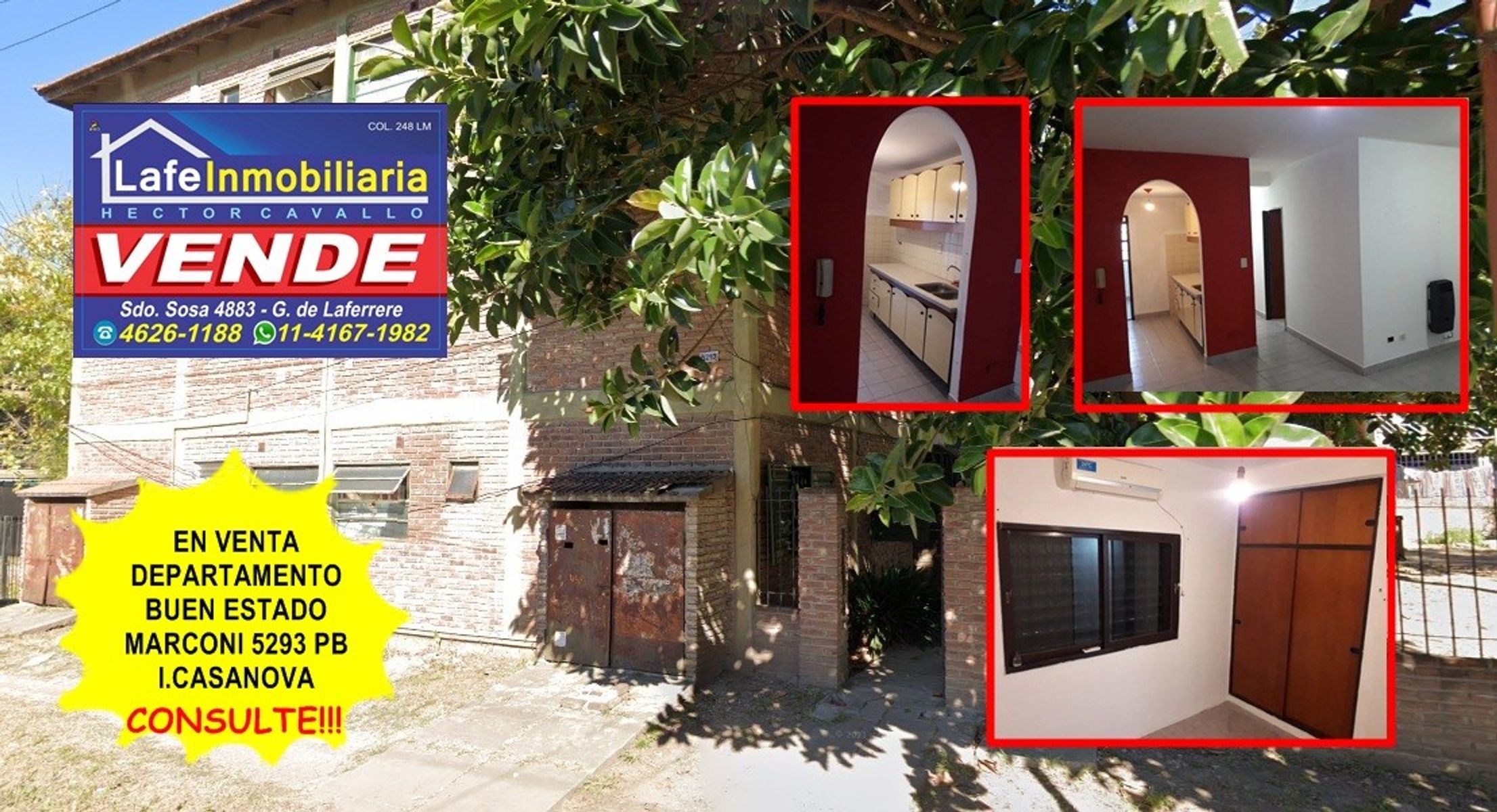 MUY BUEN DEPARTAMENTO EN PLANTA BAJA, SOBRE CALLE MARCONI.