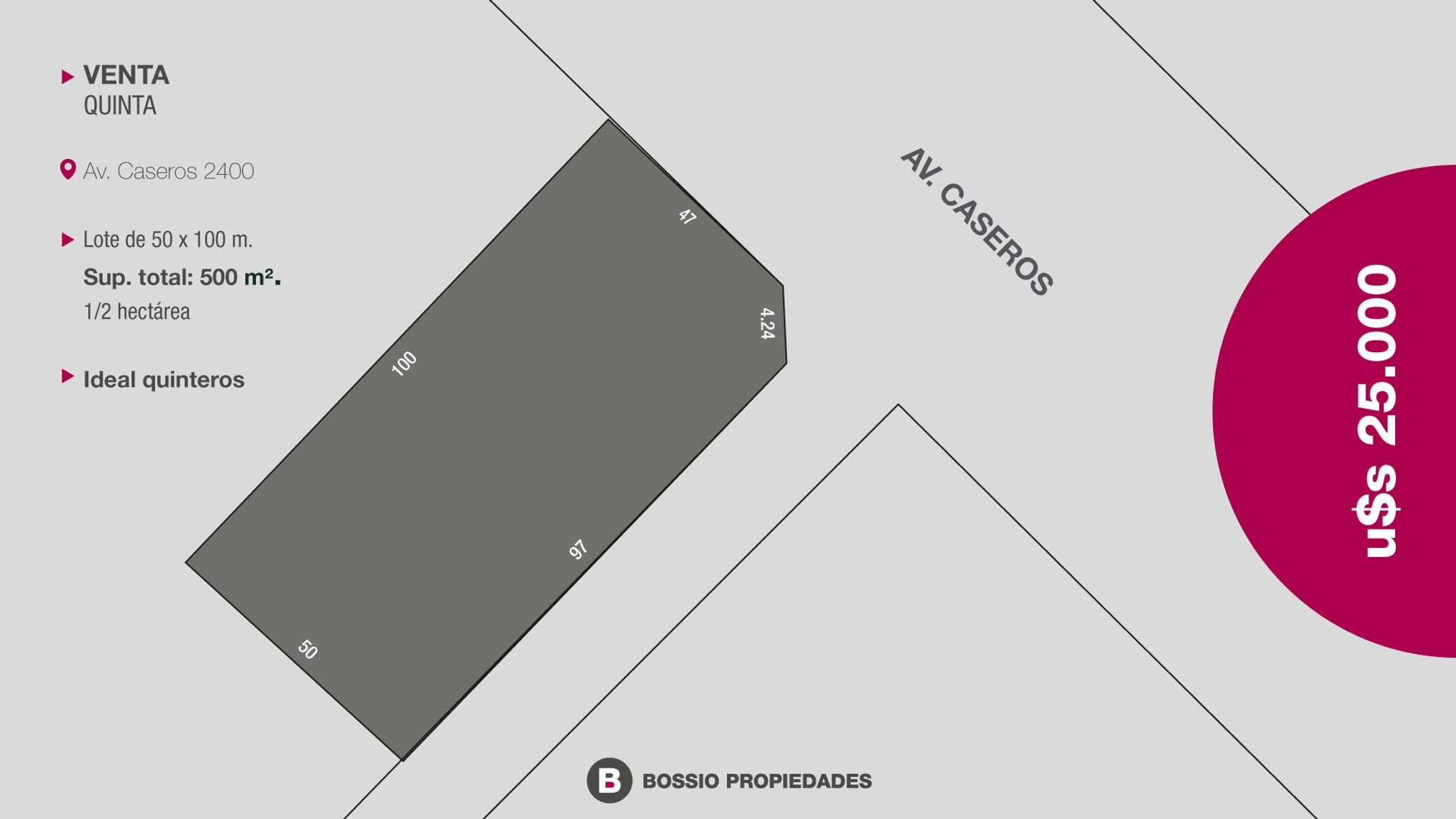 SE VENDE QUINTA SOBRE AV. CASEROS 1/2 HECTAREA - 1