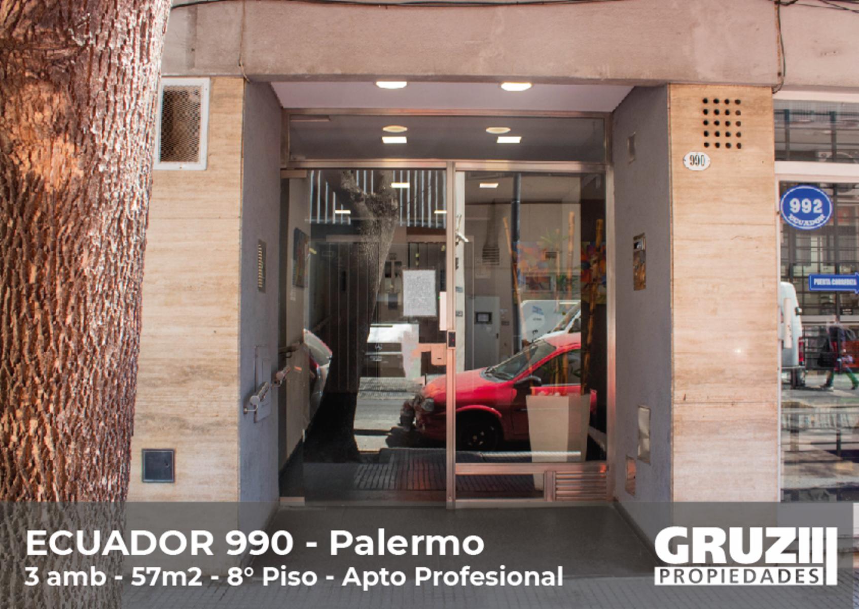 3 Amb 57m2 Al Frente &quotLuz y Sol&quot Apto Profesional - Ecuador 990 - Palermo