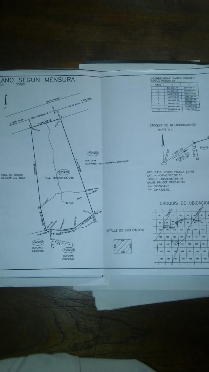 VENDO DOS CAMPOS EN LIMAY MAHUIDA, LA PAMPA . 5000 HECTAREAS - 20