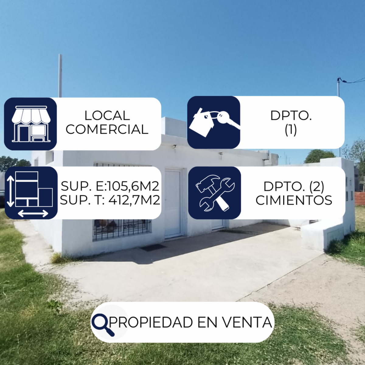 ATENCIÓN/ PROPIEDAD EN VENTA: LOCAL COMERCIAL + DPTO N°1 - 2