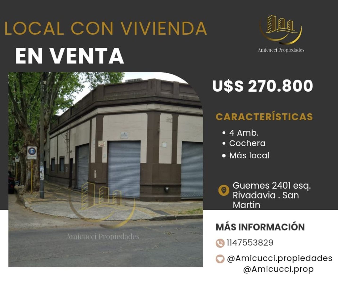 Venta Local Comercial Con Vivienda De 4 Ambientes Con Cochera