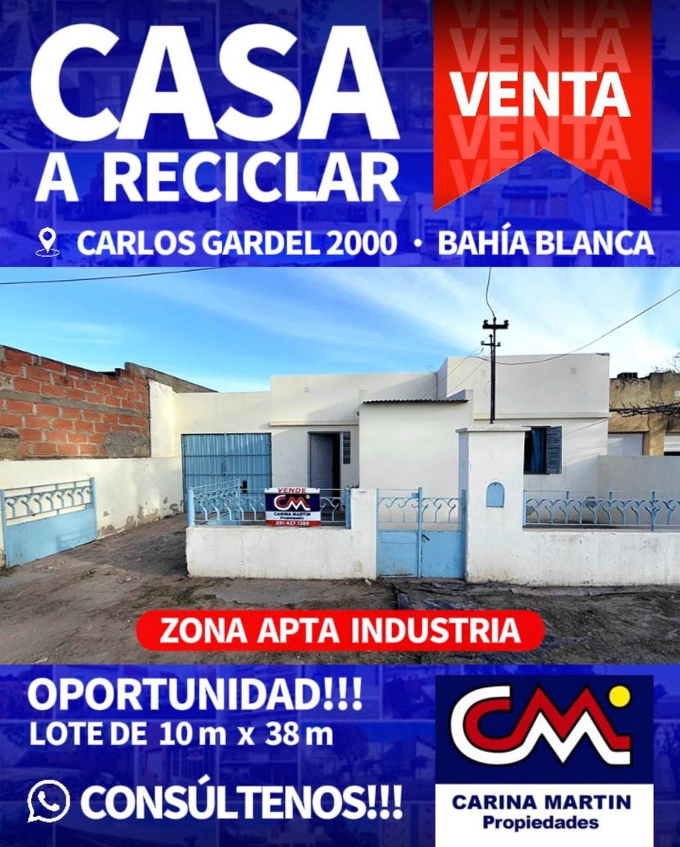 VENTA DE CASA PARCIALMENTE A RECICLAR EN BAHÍA BLANCA, ZONA APTA INDUSTRIA