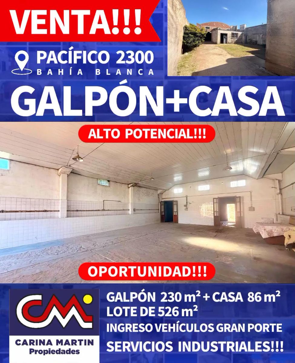 VENTA DE PROPIEDAD CON GALPON Y VIVIENDA EN ZONA MIXTA, PACIFICO 2300, BAHIA BLANCA - 1